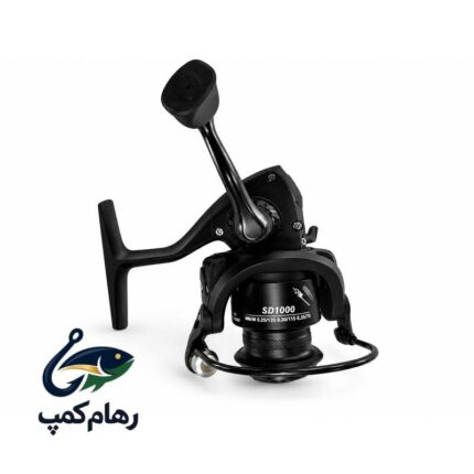 چرخ ماهیگیری قزلی مدل SD1000 مشکی با گری‌بکس، دسته فلزی و اسپول فلزی